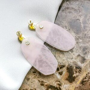 ❤️Alicia Bonnie Cathy Gold Rose Quartz Earrings